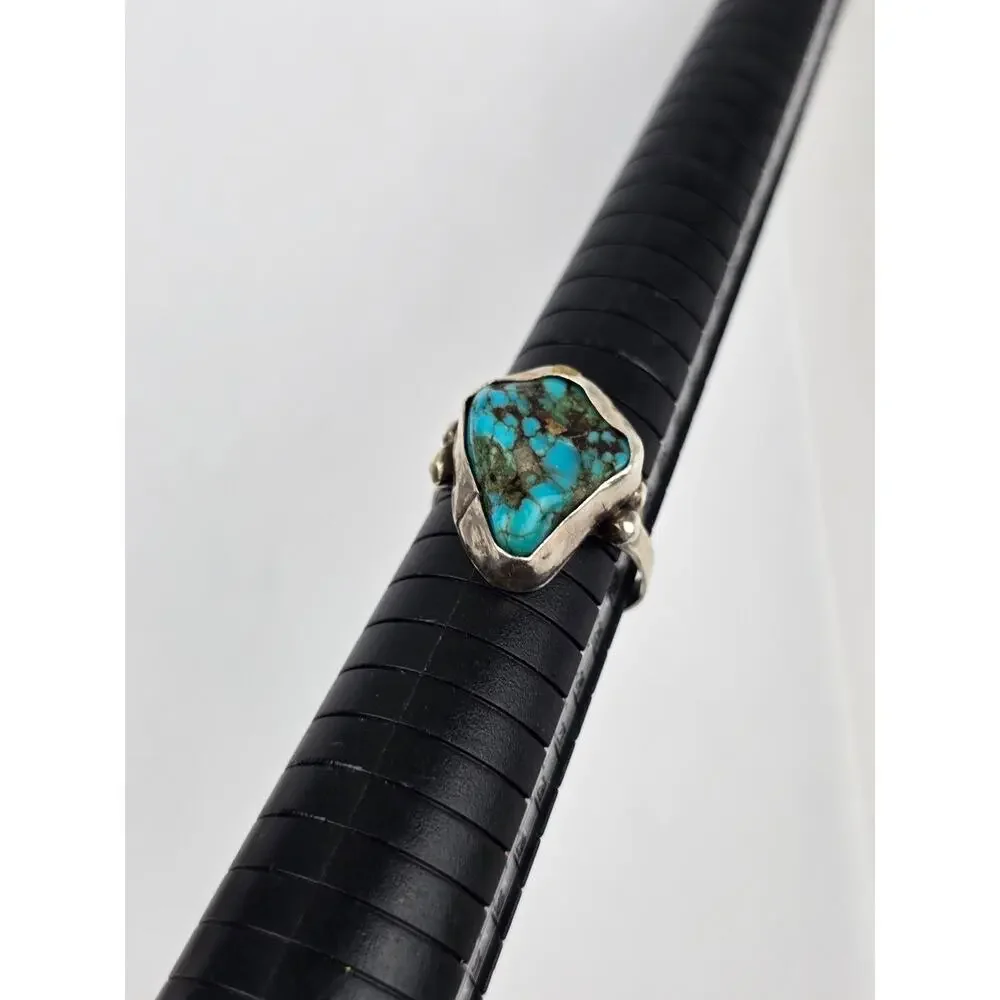 Vintage Navajo Odd Shaped Turquoise Nugget ring size 10.5 handmade unsigned